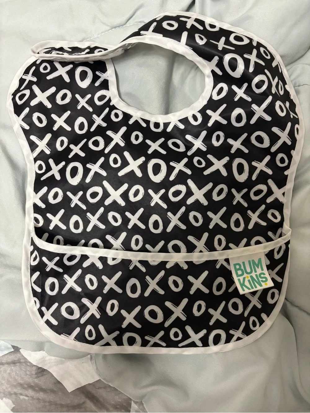 🎉(6-24m) 4PC Bumkins SuperBibs – Sun, Chevron, XO & Abstract Patterns